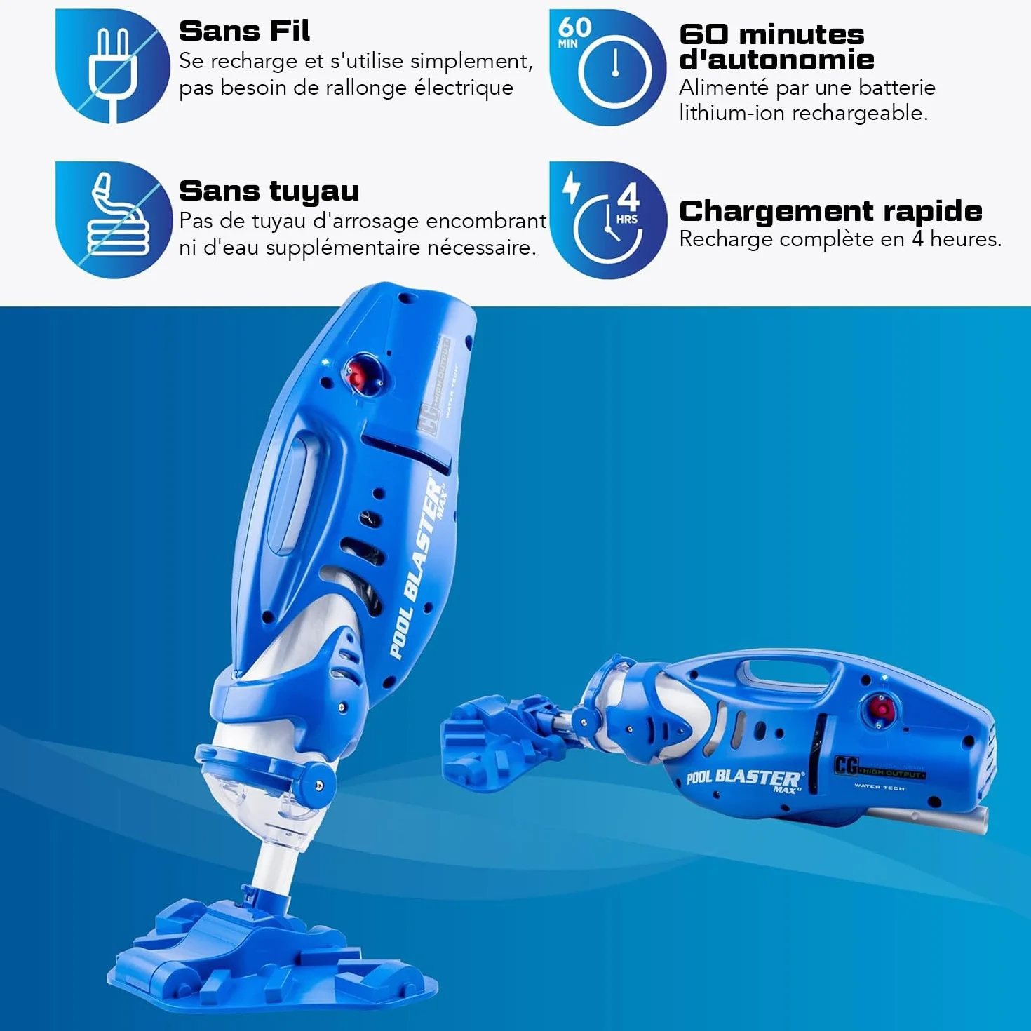 Water Tech Pool Blaster Max Li CG Aspirateur de piscine moteur P30