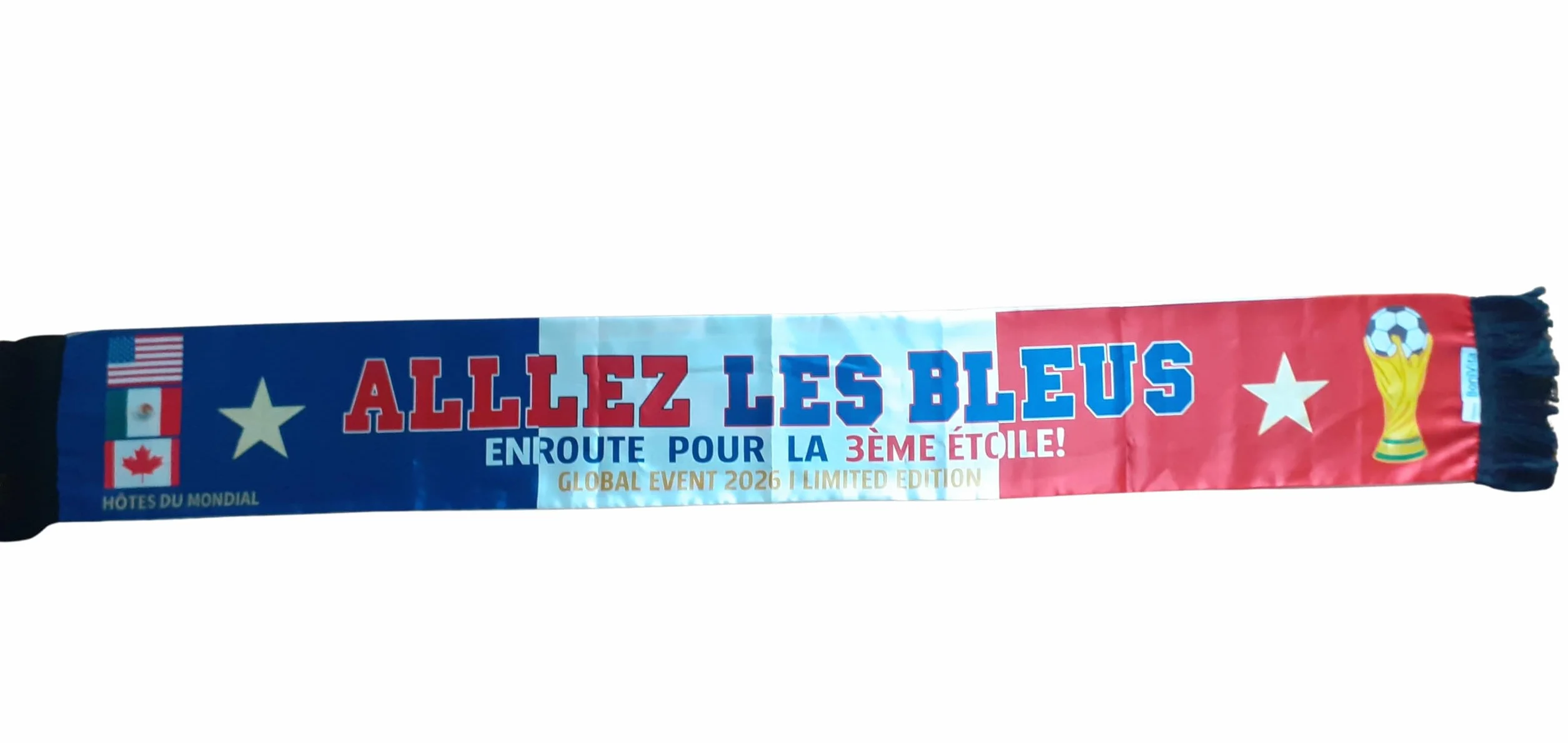 Echarpe supporter France&Nations du Monde-Editon limitée Evénémént Mondial 2026- Impression Sublimation Recto-Verso