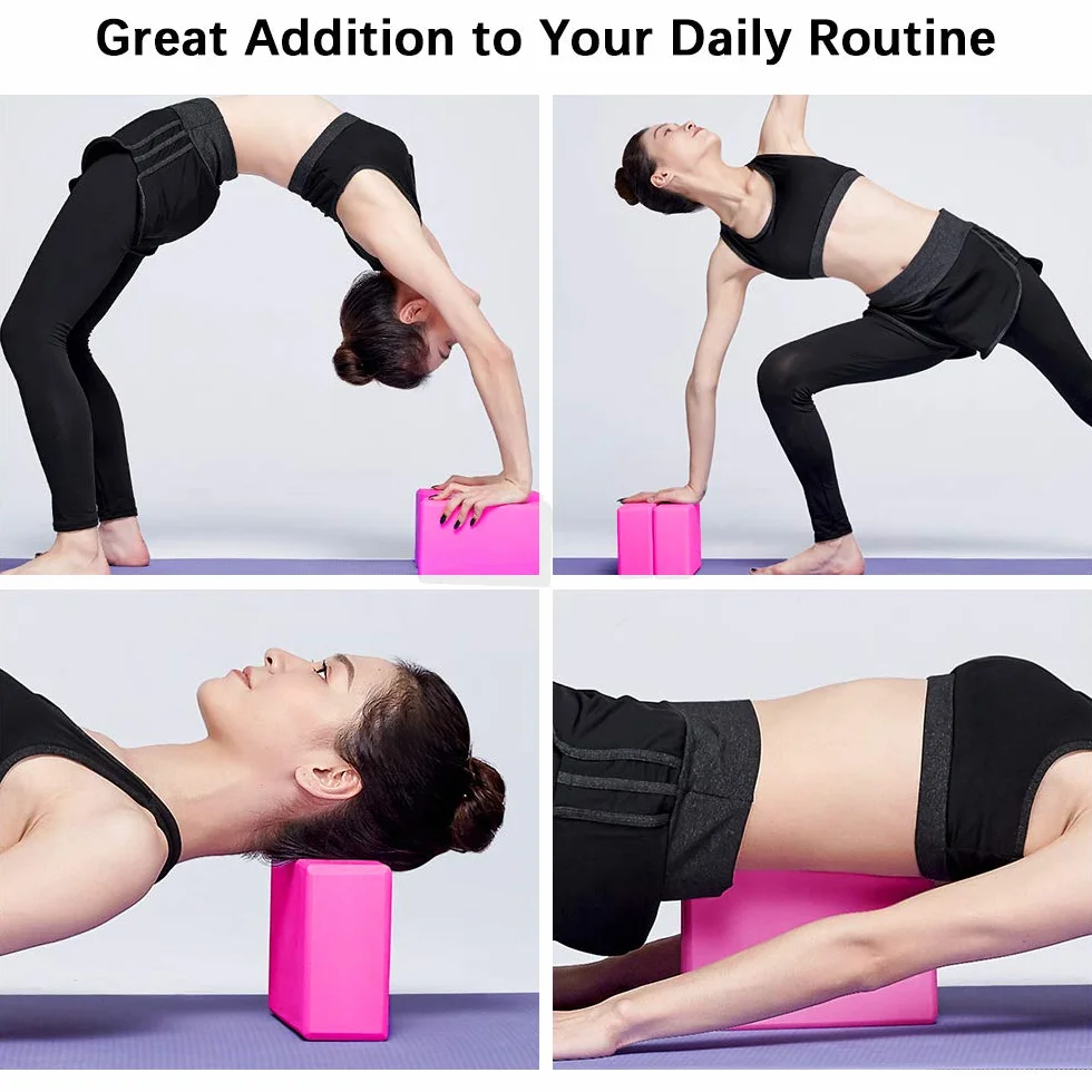 Lot de 2 blocs de yoga en mousse EVA haute densité antidérapants avec sangle de yoga et anneau en D en métal pour améliorer l'équilibre et la flexibilité pour le yoga, le pilates, la