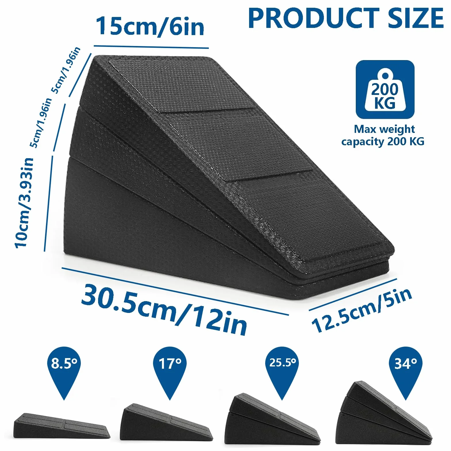 Lot de 3 cales inclinées en mousse pour squat, angles réglables