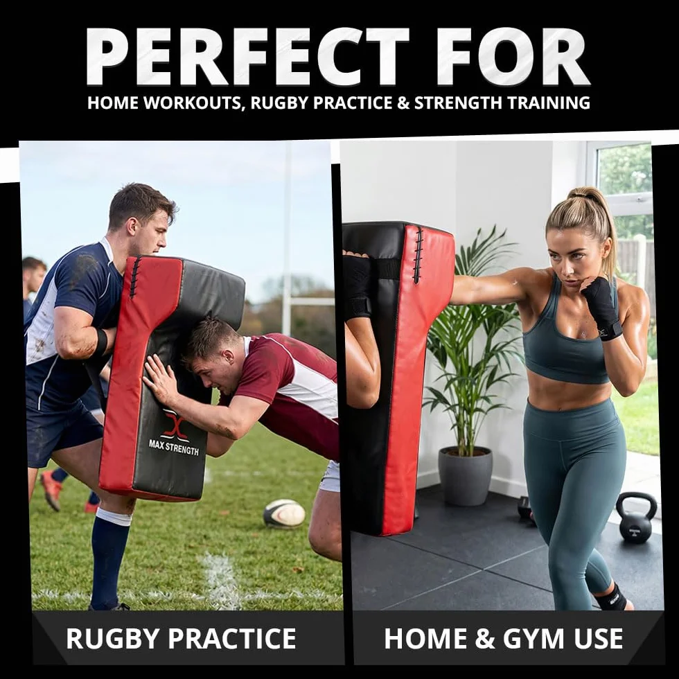 MAXSTRENGTH Bouclier de frappe de rugby robuste de qualité professionnelle en mousse haute densité (rouge/noir, simple)