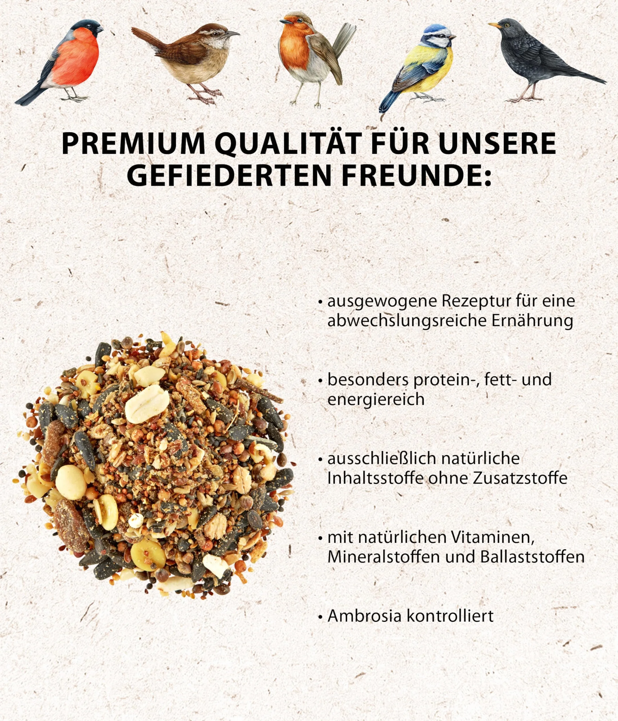 Dehner Natura Premium Nourriture pour Oiseaux Sauvages, Aliment Gras 5 kg