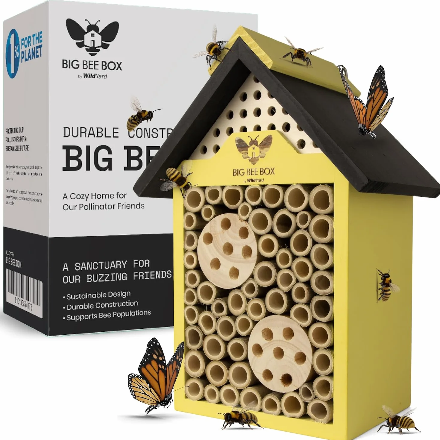 WildYard Boîte à Abeilles en Bois Naturel résistant aux intempéries pour pollinisateurs