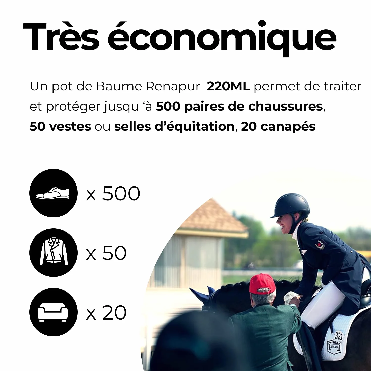 Renapur Baume d'entretien pour le cuir 220ML + 2 éponges (marque Française)