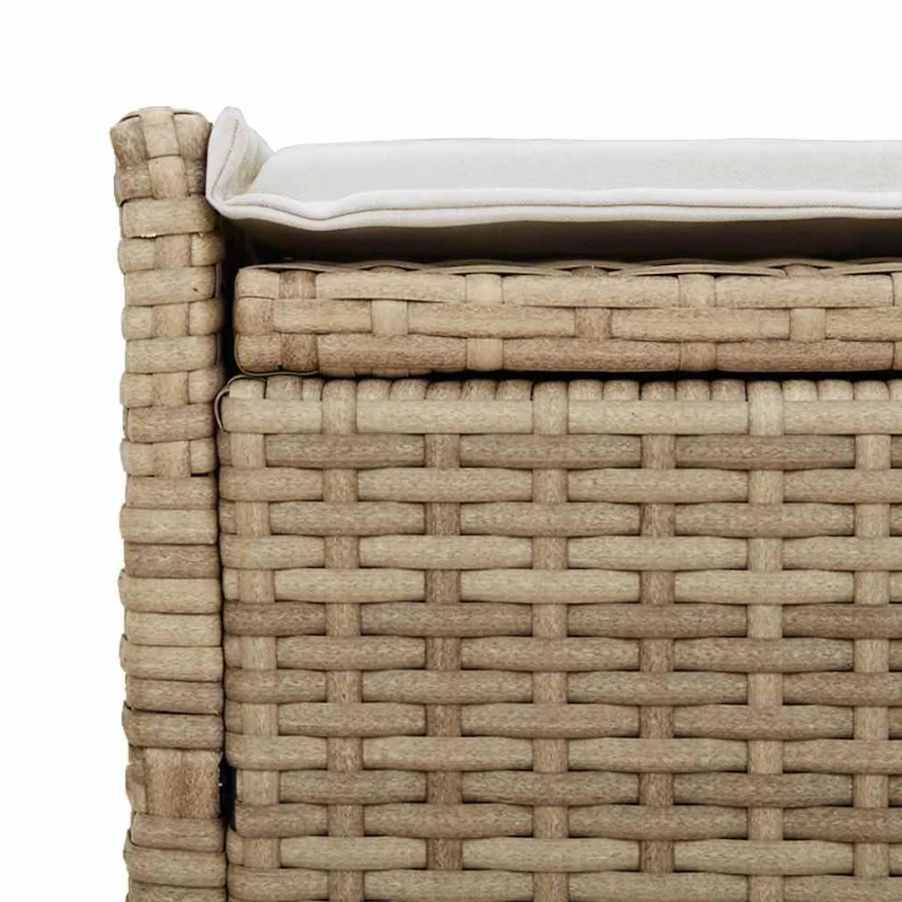 Banc de rangement extérieur coussin beige 100 cm résine tressée