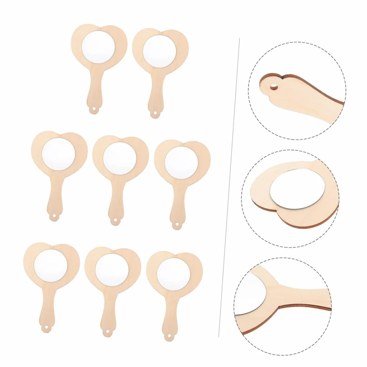 DRESSOOS Miroir Bois à Main Non Peint Miroir Cosmétique Jouet DIY