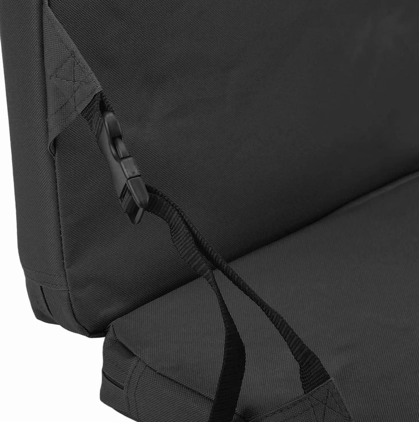 Coussin de siège de stade pliable, avec soutien dorsal, coussin rembourré extra épais, poignée portable, coussin de blanchiment pour extérieur (noir)