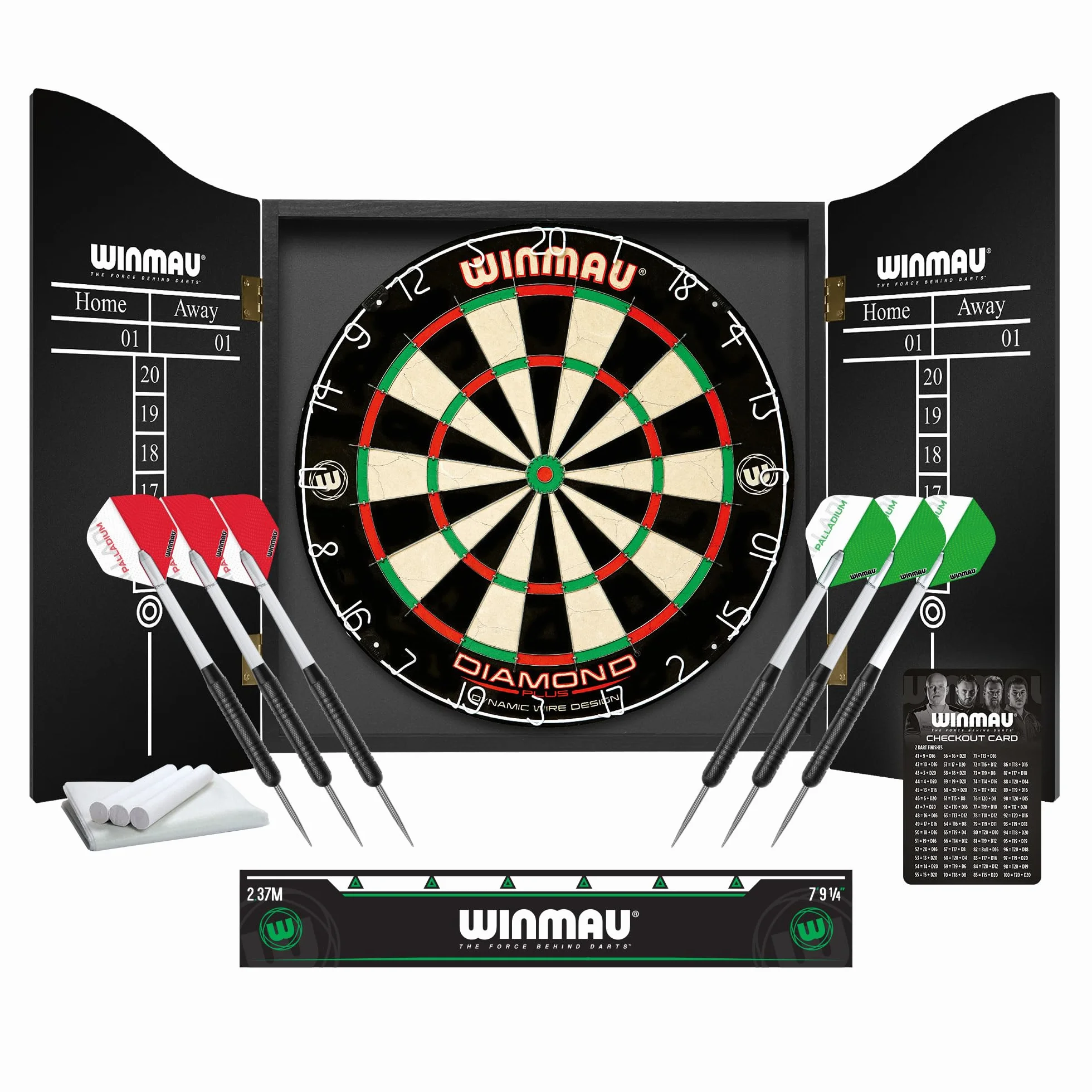 WINMAU Professional Darts Set Comprend Un Jeu de fléchettes Diamond Plus Bristle - Armoire Noire de Haute qualité - Ensemble de 2 fléchettes - Ligne Officielle oche