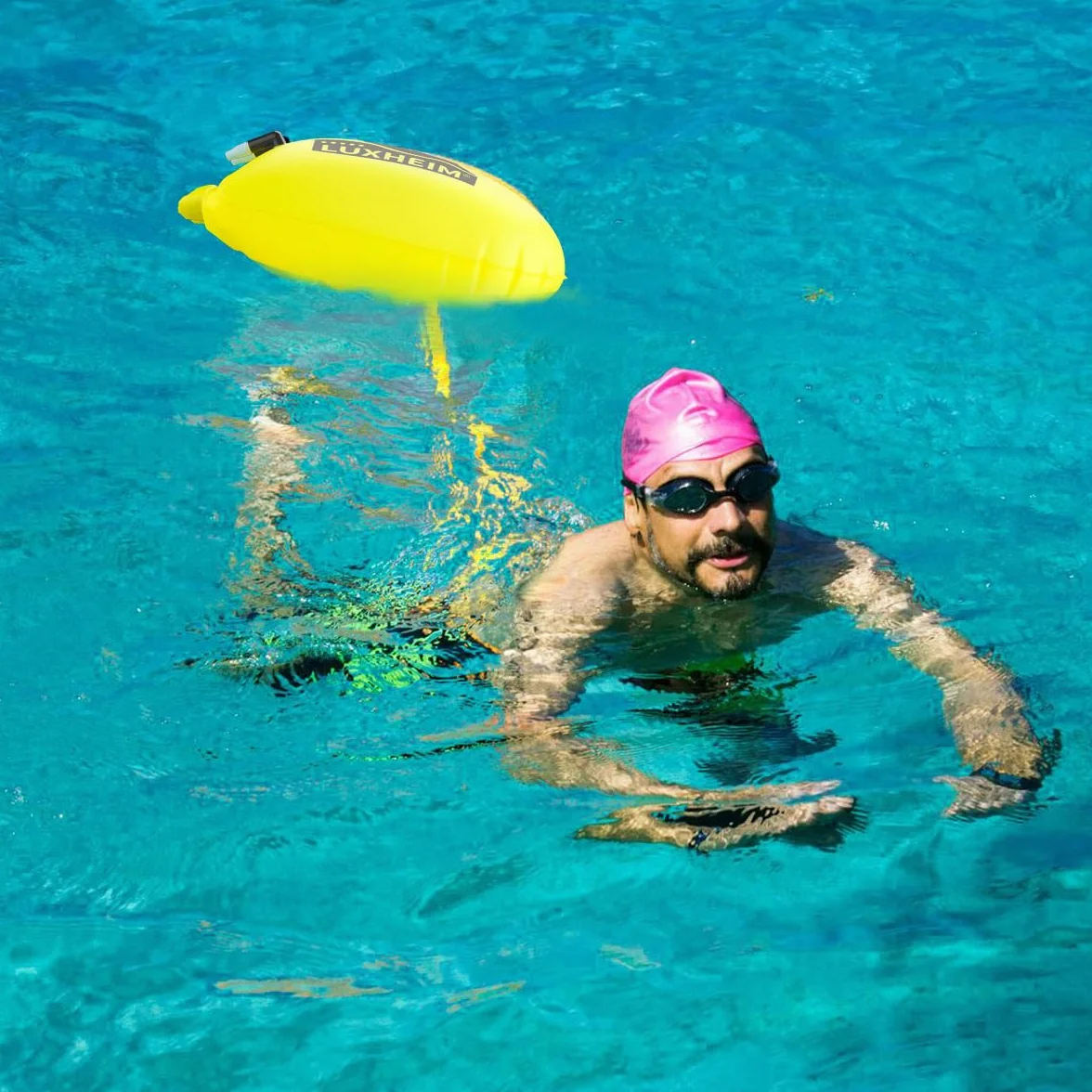 Lot de 2 bouées de natation pour la natation en eau libre - Bien visible - Sac étanche - Gonflable en PVC - Pour triathlon
