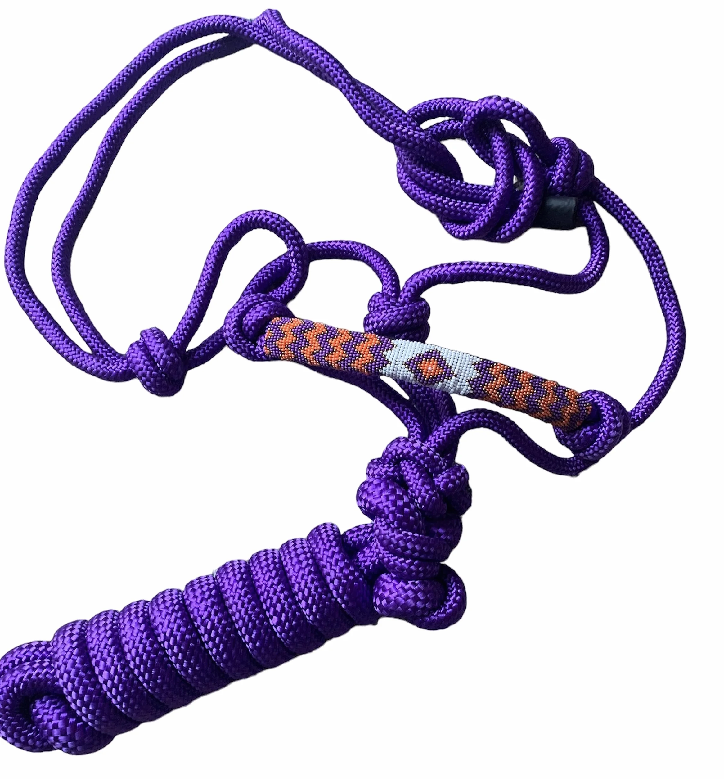 Majestic Ally Licol en Corde tressée à Nez perlé rembourré avec Laisse Assortie de 10' (Violet)