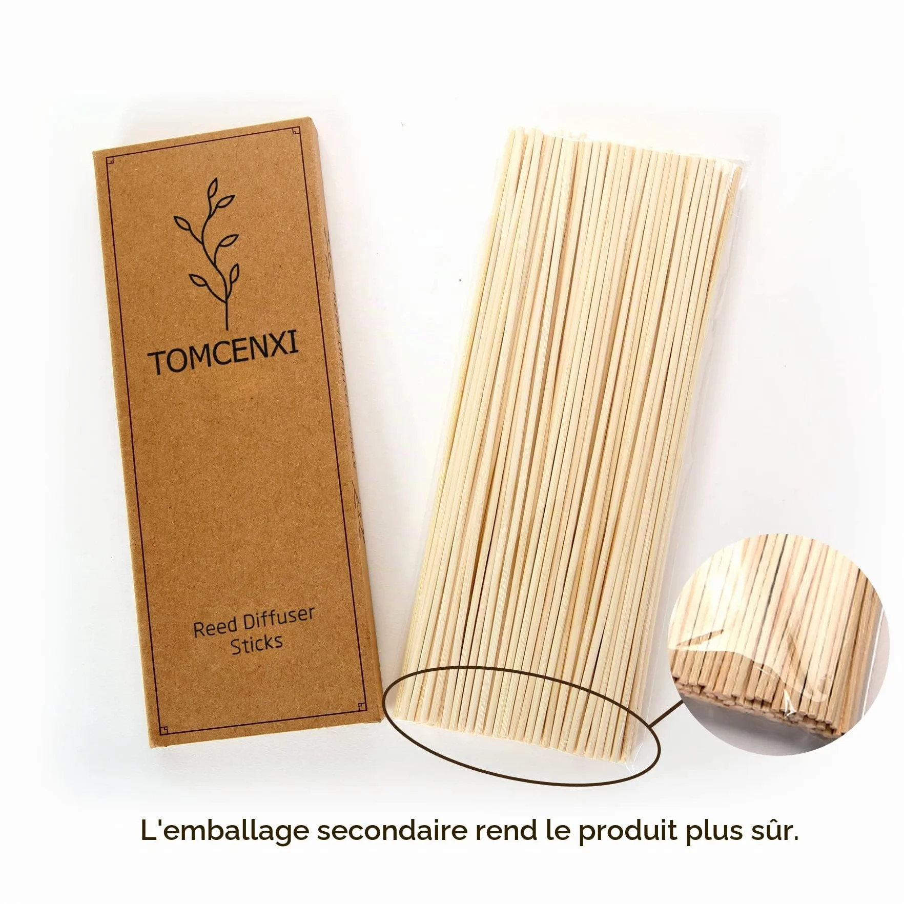120 Pièces Bâtons de Diffuseur de Roseaux, 25 cm, Naturel pour Maison