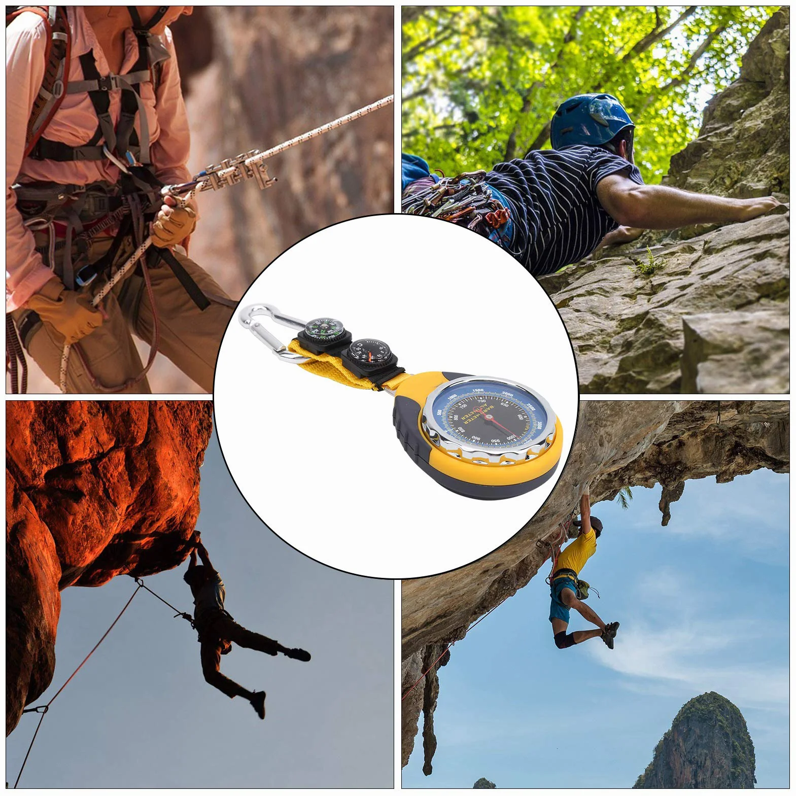 SYH&AQYE Altimètre avec Boussole, Baromètre et Thermomètre, Manomètre Barométrique 4 en 1, Jauge Multifonctionnelle pour la Randonnée en Plein Air, Le Camping, l'escalade