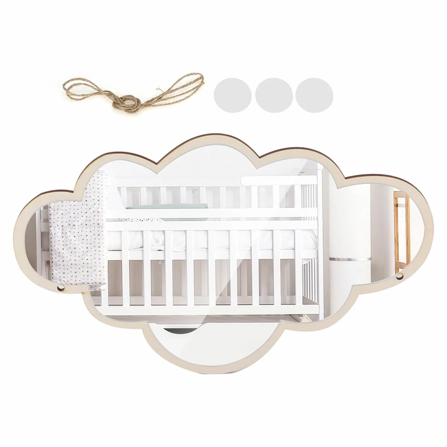 Miroir Décoratif Acrylique Nordique Autocollant Mural pour Chambre d'Enfant Incassable (Cloud)
