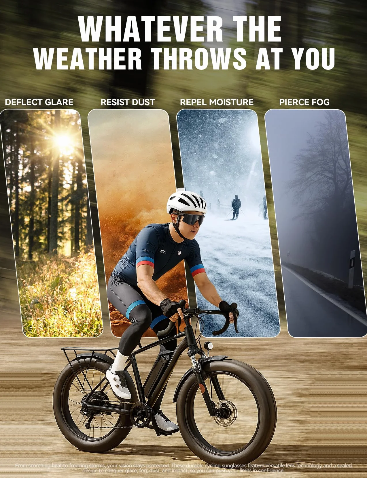JOYROOM Lunettes de soleil de vélo pour homme et femme UV400 TR90 - Cadre flexible - Lunettes de sport rapides pour vélo, vélo électrique, course à pied, extérieur - Noir