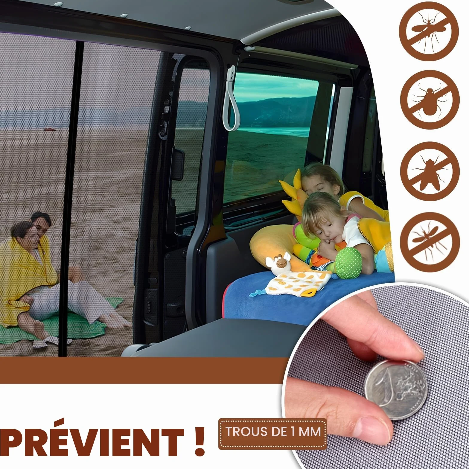 ZATOOTO Moustiquaire Magnétique pour VW T5 T6 pour Porte Coulissante, Moustiquaire, Protection Solaire, Filet d'ombrage de Porte Latérale Camping