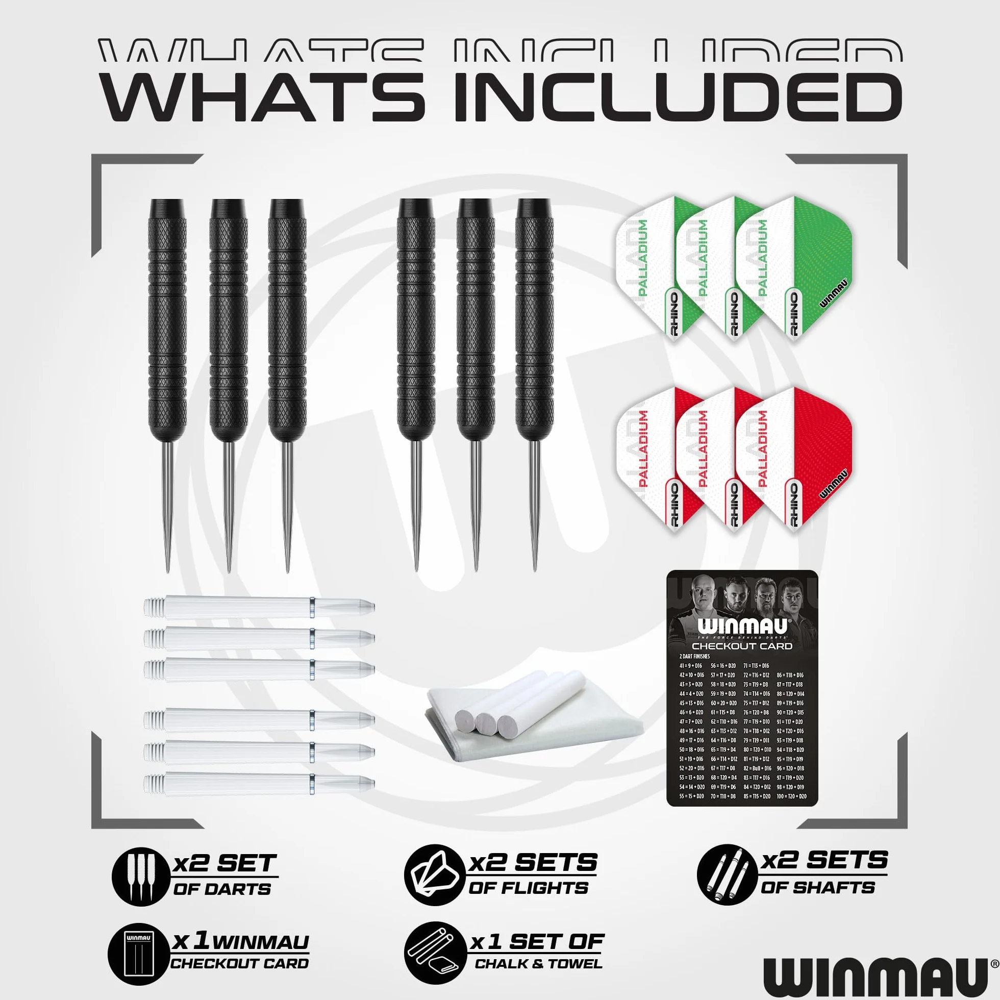 WINMAU Professional Darts Set Comprend Un Jeu de fléchettes Diamond Plus Bristle - Armoire Noire de Haute qualité - Ensemble de 2 fléchettes - Ligne Officielle oche