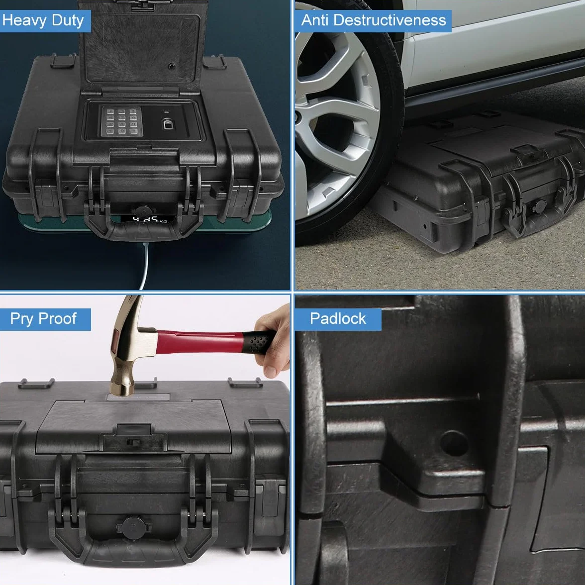 Qisan Coffre-fort pour pistolets, portable, étanche, anti-vol, avec serrure à clé et mot de passe numérique, en acier, avec câble