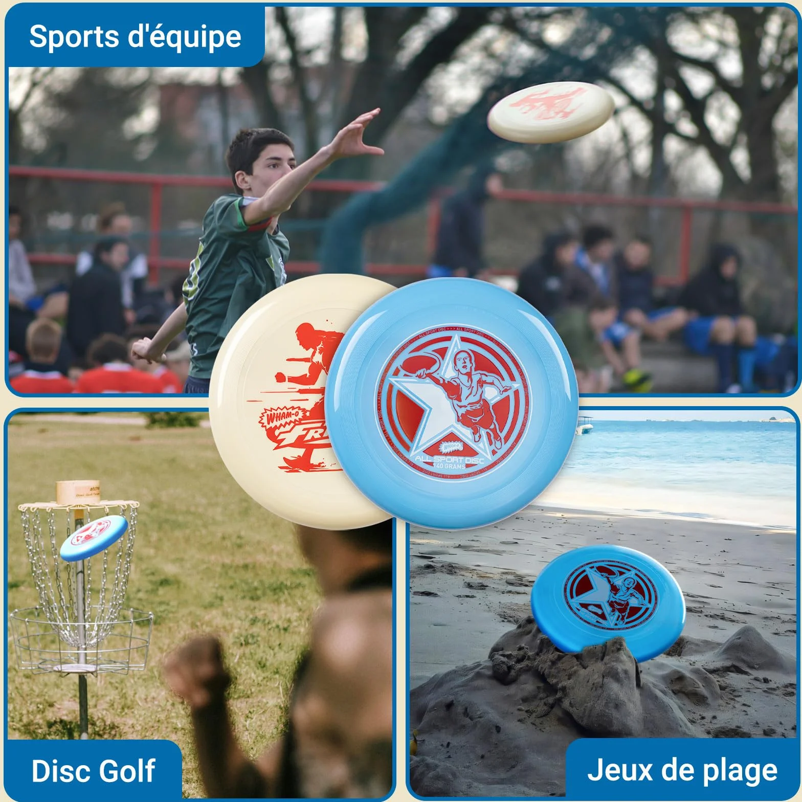Wham-O Frisbee All Sport Disc 140g, 25.02cm, Durable et antidérapant pour Les Jeux de Plein air, Parfait pour Les Sports d'équipe et Le Plaisir en Famille -2 Pack