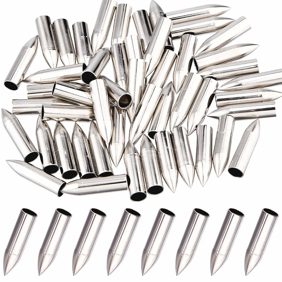SUPERFINDINGS 50 Points de Terrain en Acier Inoxydable pour Flèches ID pour Pratique de Cible Tir à l'arc Têtes de Flèches Collées Points de Terrain Fers de Chasse pour Accessoires de Tir à l'arc