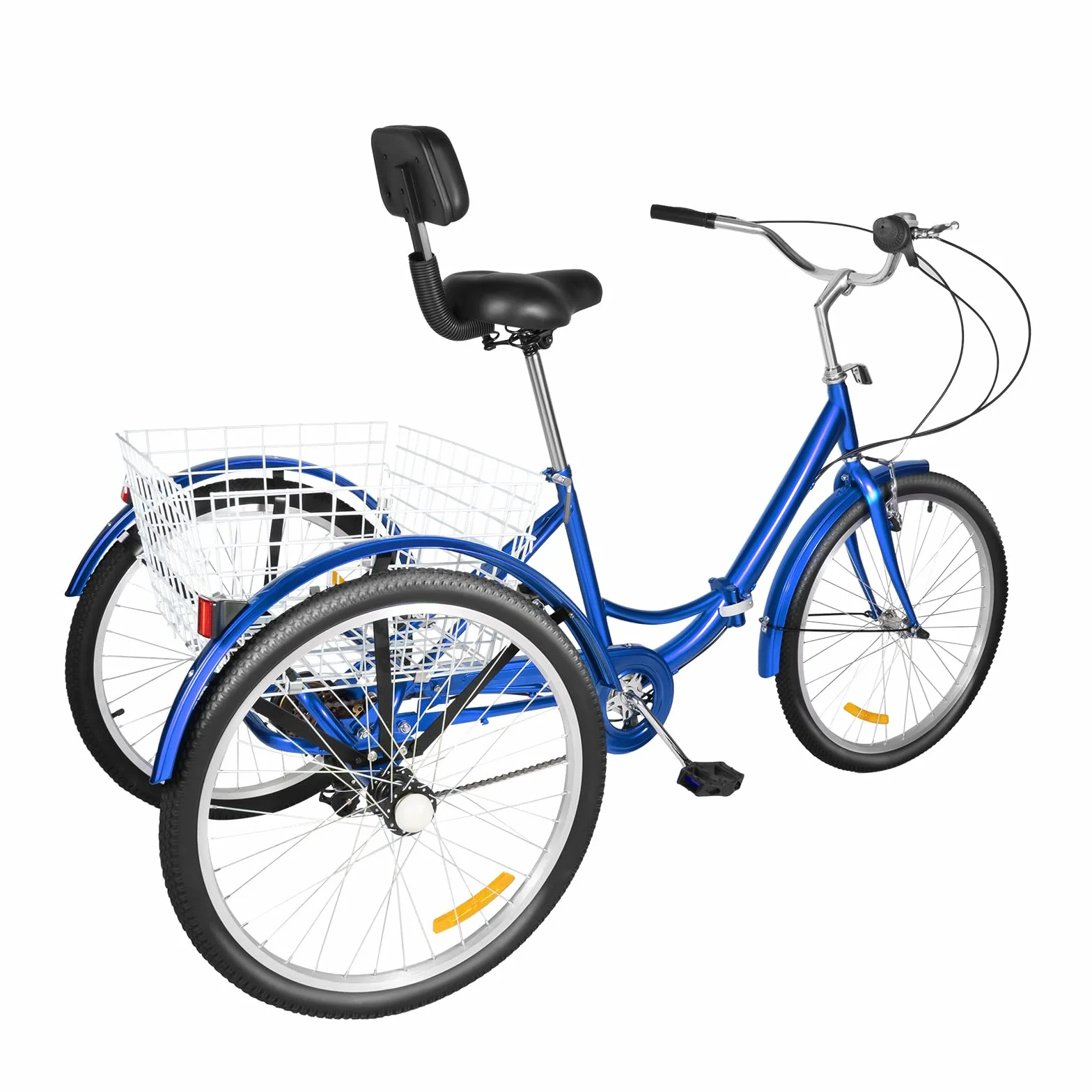 Tricycle pliable pour adulte 24 pouces 7 vitesses - 3 roues - Charge maximale : 120 kg - Vélo de ville - Vélo de trekking - Cruiser - Hauteur réglable - Frein en V - Avec panier de 25 kg - Sonnette