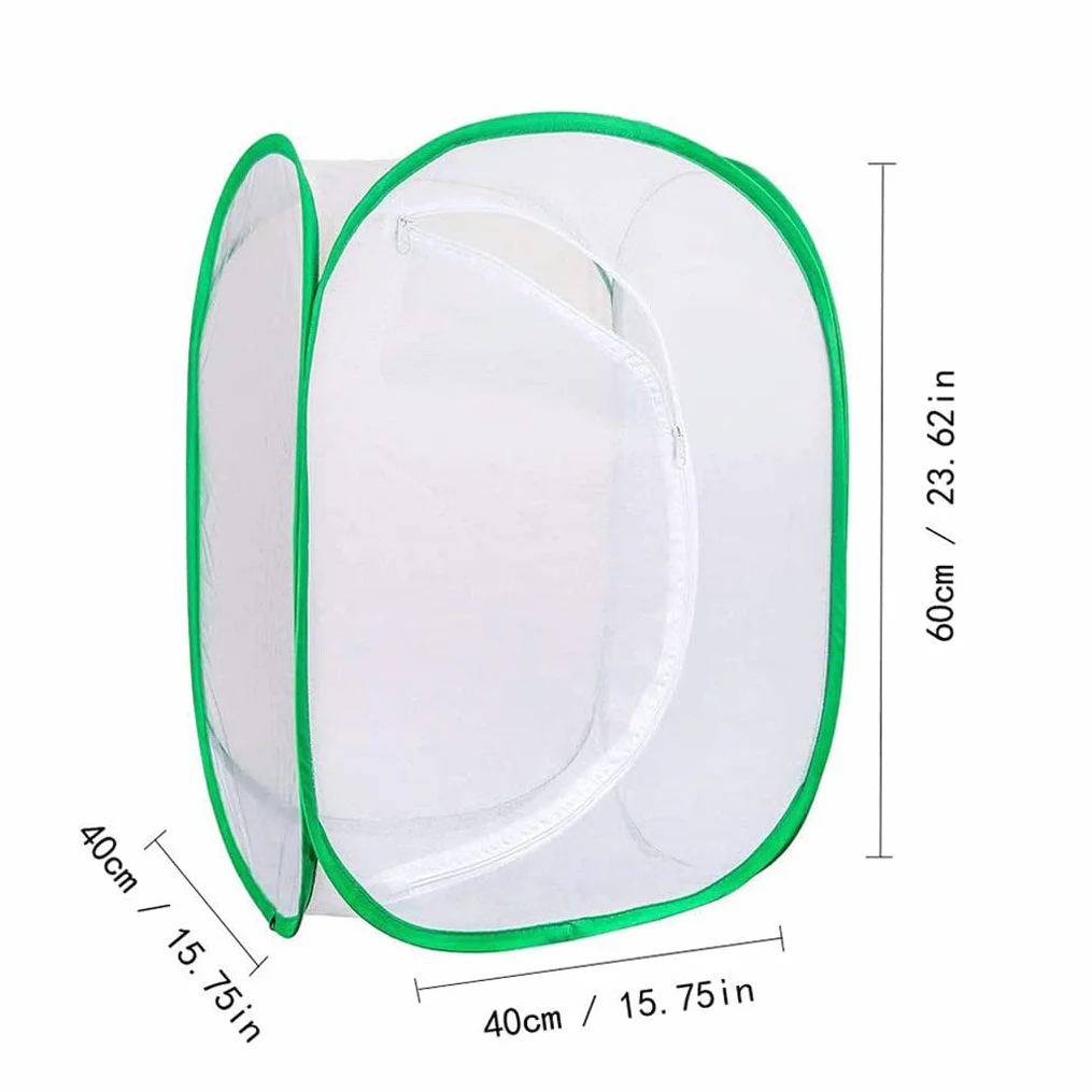Habitat de Papillon Pliable Bug Catcher Insectes Cage de Plante Terrarium Pop-up pour Enfants Vert Grande Taille 40x40x60cm