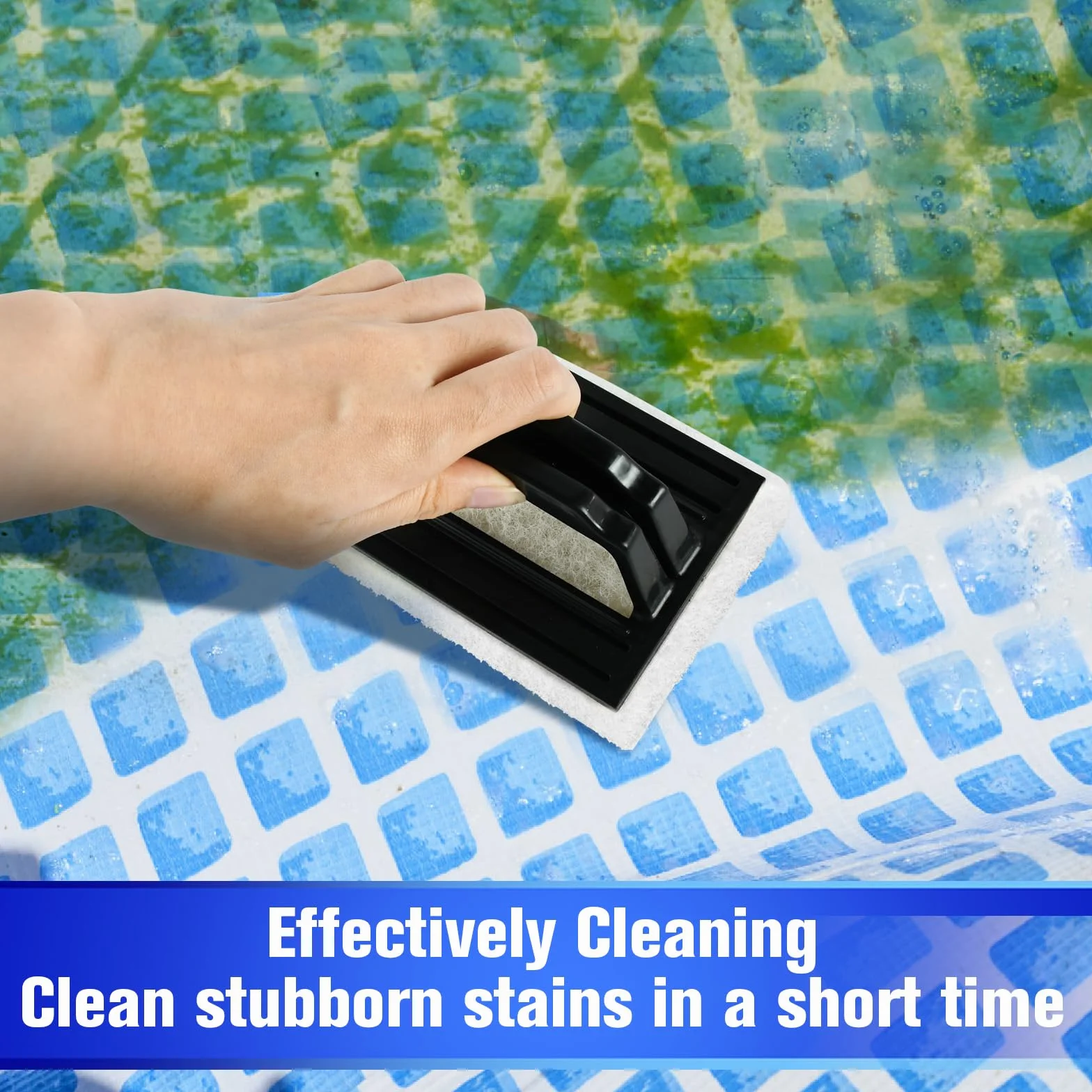 Brosse Éponge pour Piscine de Nettoyage Ligne d'eau Mur Plancher Noir