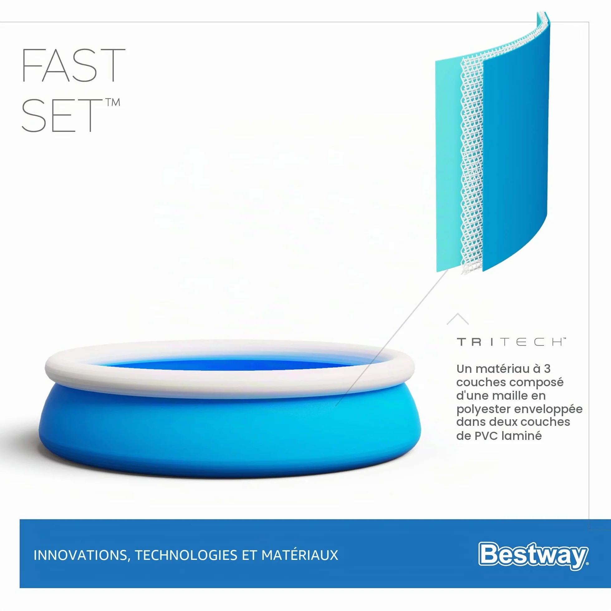 Bestway Fast Set™ Piscine Hors Sol Ronde 183 x 51 cm Bleu