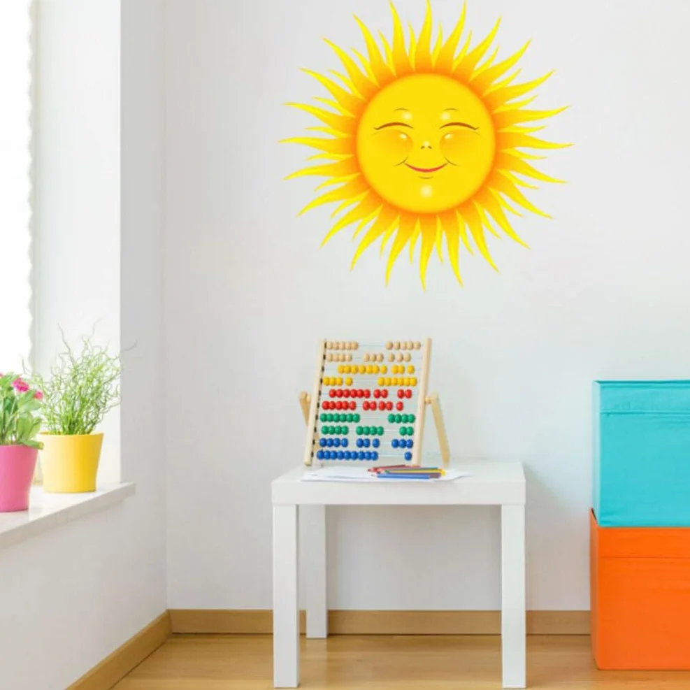 Veemoon Autocollants Muraux Soleil Cartoon PVC Chambre Enfant Décoration Facile Appliquer Enlever Sans Résidu Salon Cuisine