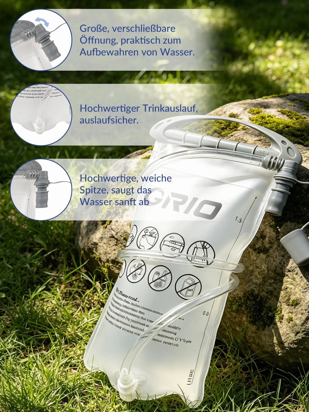 Gilet d’Hydratation 1.5L GRIO - Sac à Dos de Course Léger et Respirant pour Homme et Femme - Idéal pour Trail, Marathon, Vélo - Stable et Confortable