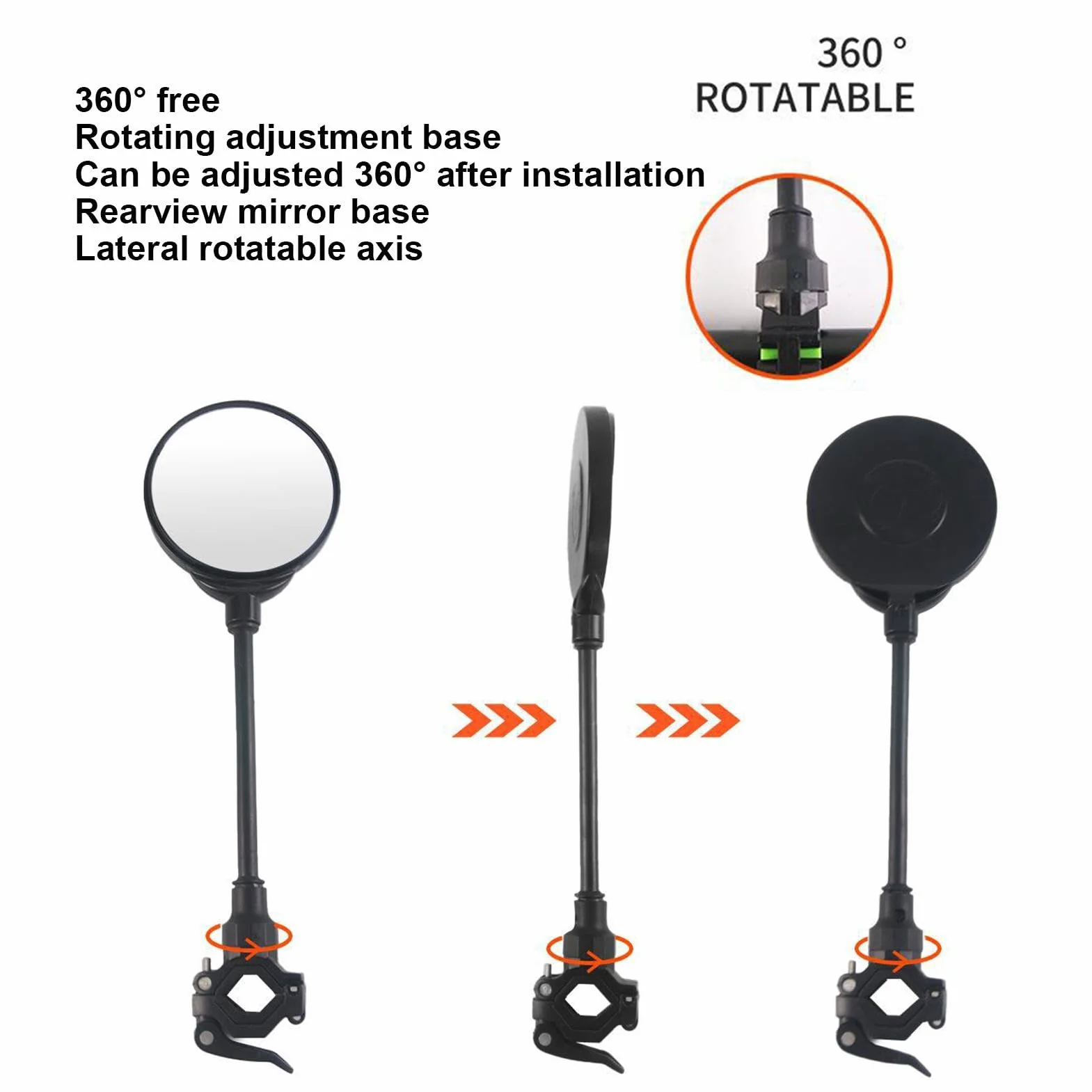 Rétroviseur de poussette miroir rotatif flexible convexe facile à installer pour tout-petits
