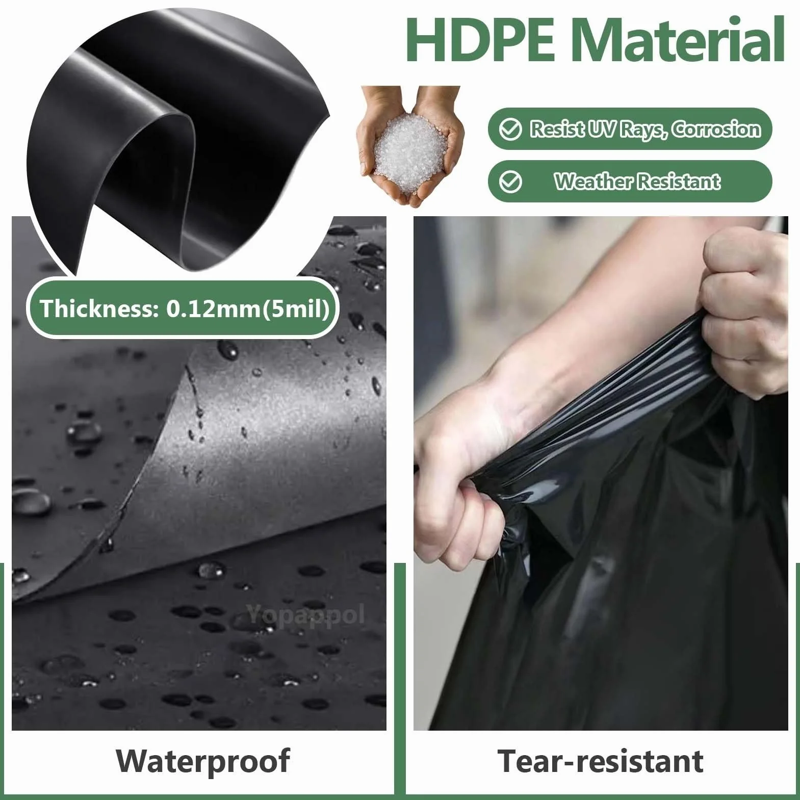 Revêtement de bassin renforcé 3x7m 5x6m 7x8m 8x10m 10x12m Film d'étanchéité Membrane anti-humidité pour étangs koï