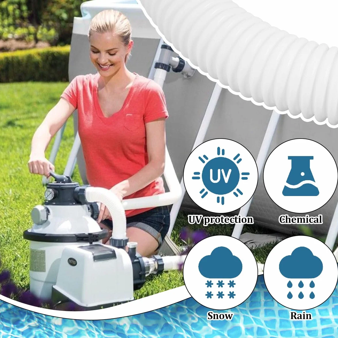 Tuyau Piscine 32mm 149,9cm avec Clips Métalliques pour Intex 330 GPH 530 GPH 1000 GPH - Paquet de 2