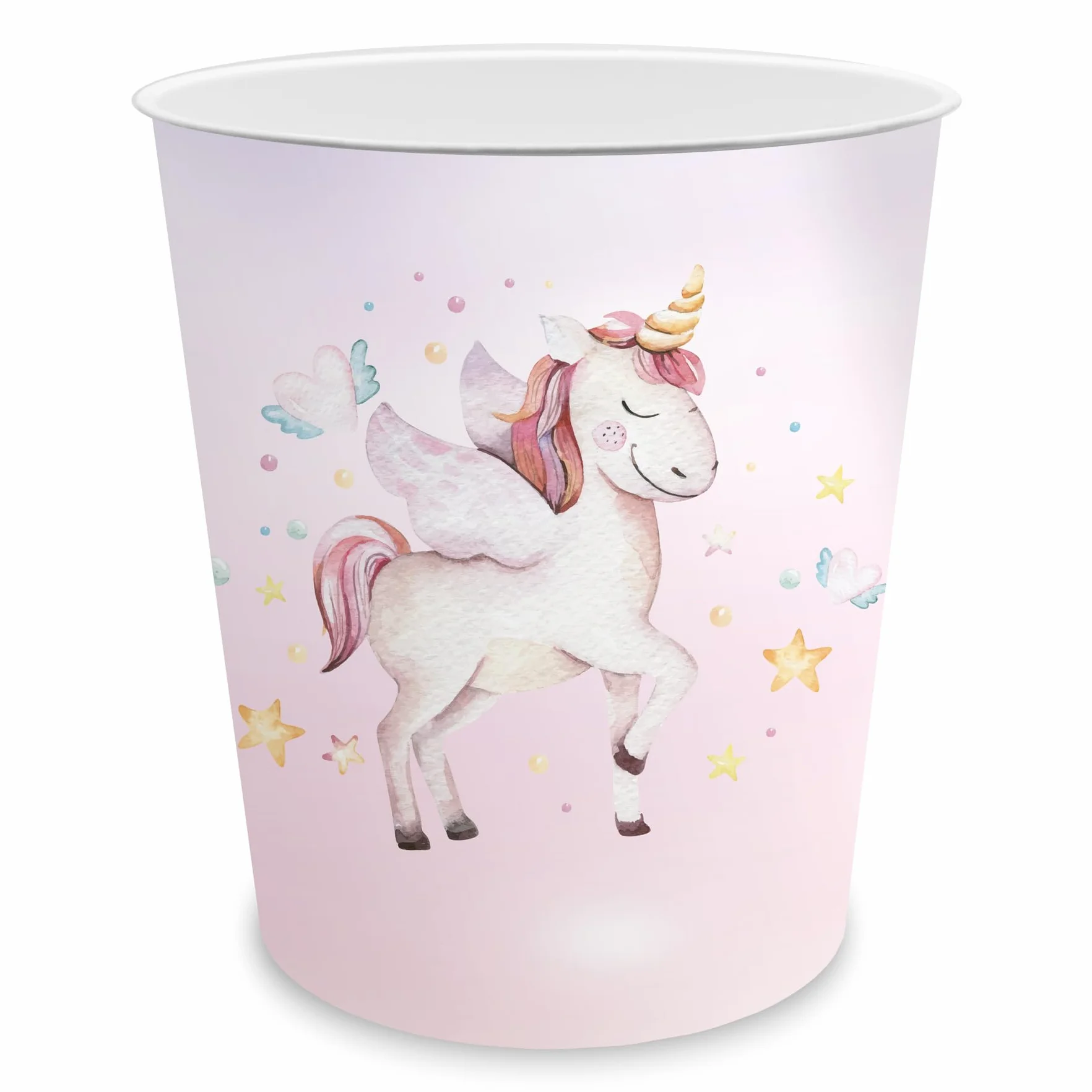 itenga Corbeille à papier enfants motif licorne ronde 11 L plastique résistant
