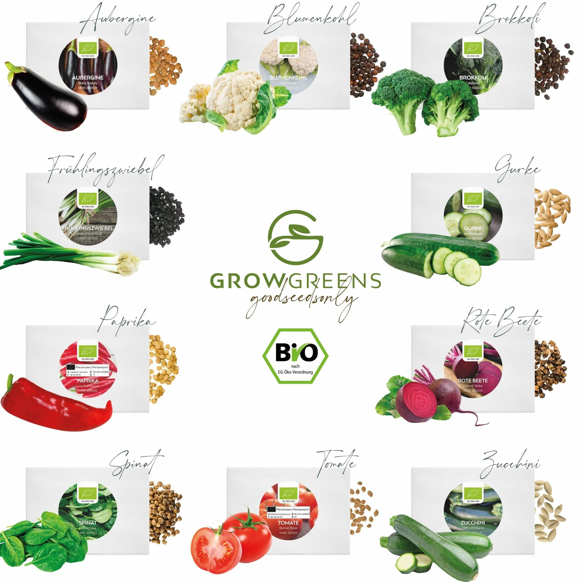 BIO Kit de graines potager 10 variétés légumes - semis biologique prêt à pousser terrasse, balcon, jardin