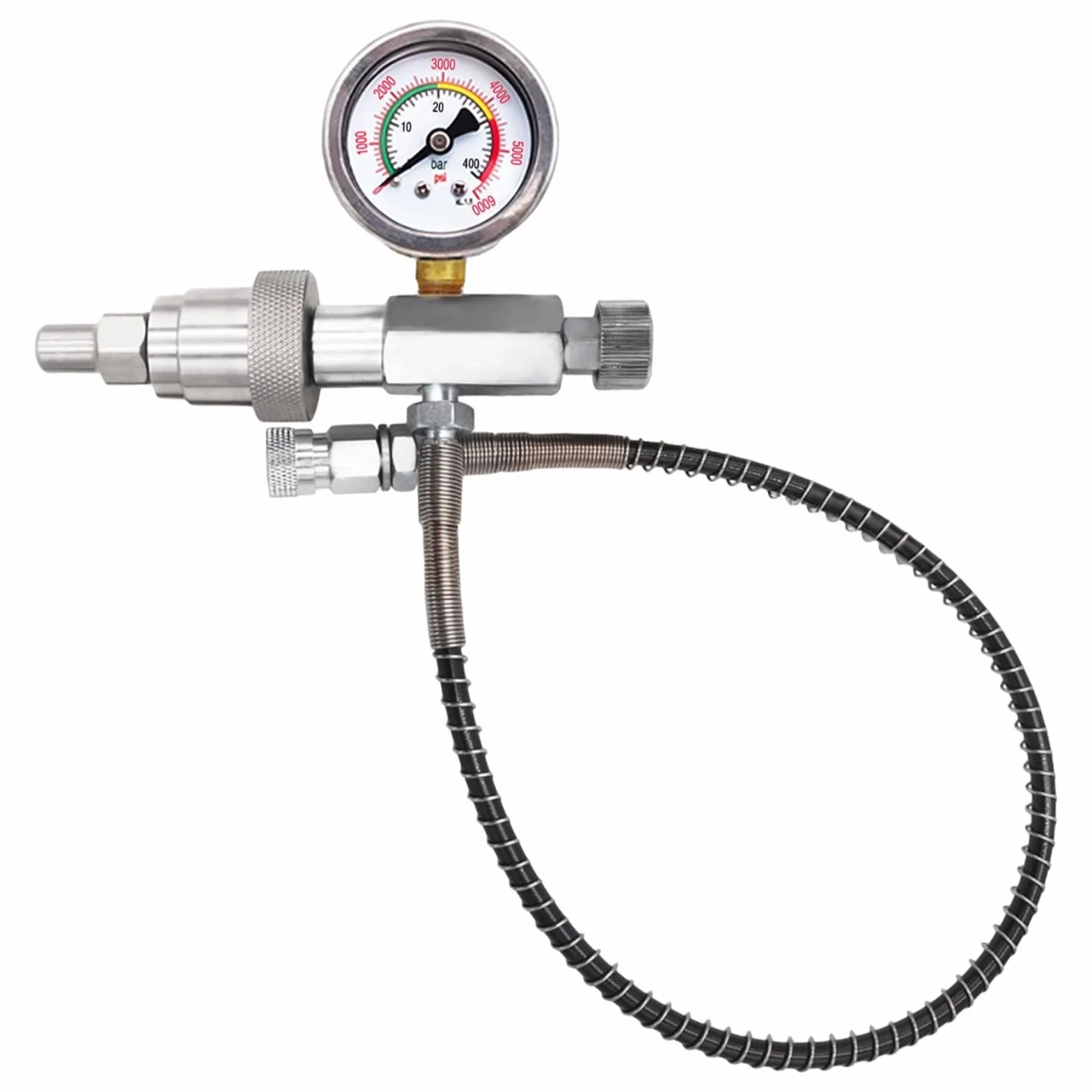 Station de remplissage Cga347 en acier inoxydable, adaptateur de charge PCP pour fusil à air comprimé avec connexion rapide, valve de gonflage 4500 psi et manomètre pour réservoirs Scba
