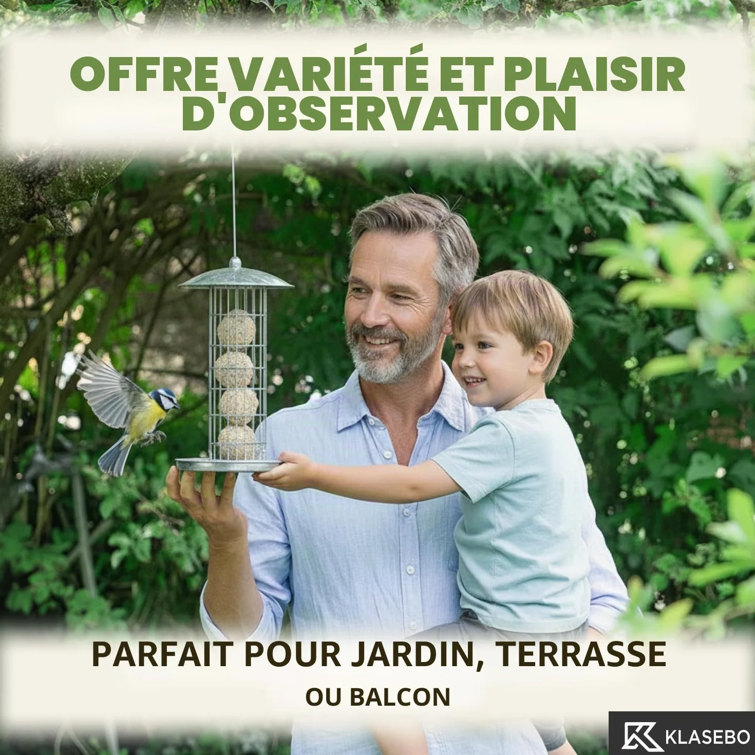 KLASEBO Boules de Graisse Oiseaux Premium avec Insectes 100 x 90 g