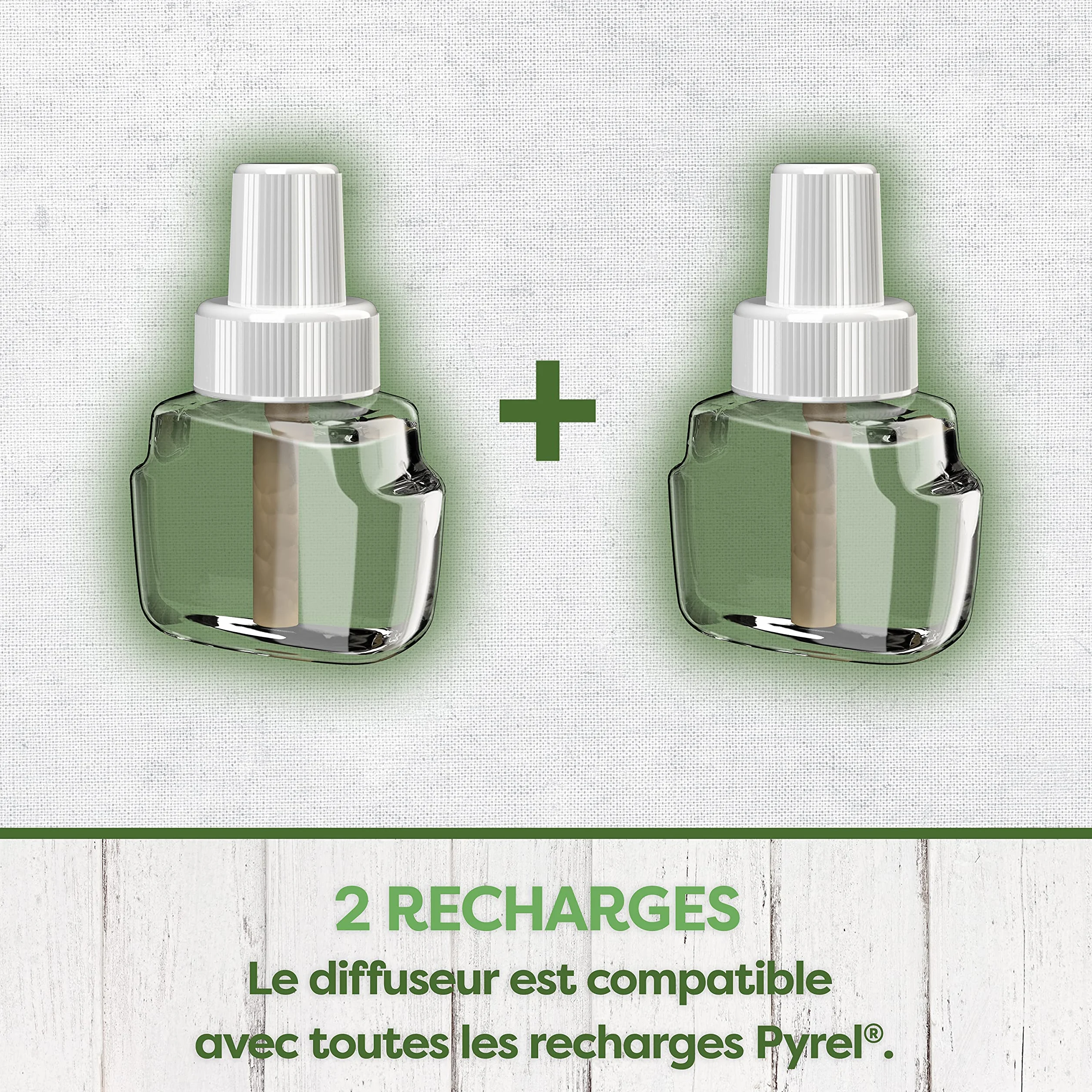 Pyrel Recharge Diffuseur Electrique Liquide Répulsif Moustiques 90 Nuits Sans Parfum 2 Recharges