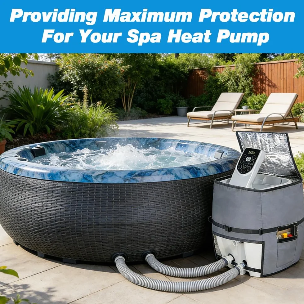 Couvercle de Pompe de Chauffage pour Spa Jacuzzi, Housse pour Baignoire Extérieure (Gris)