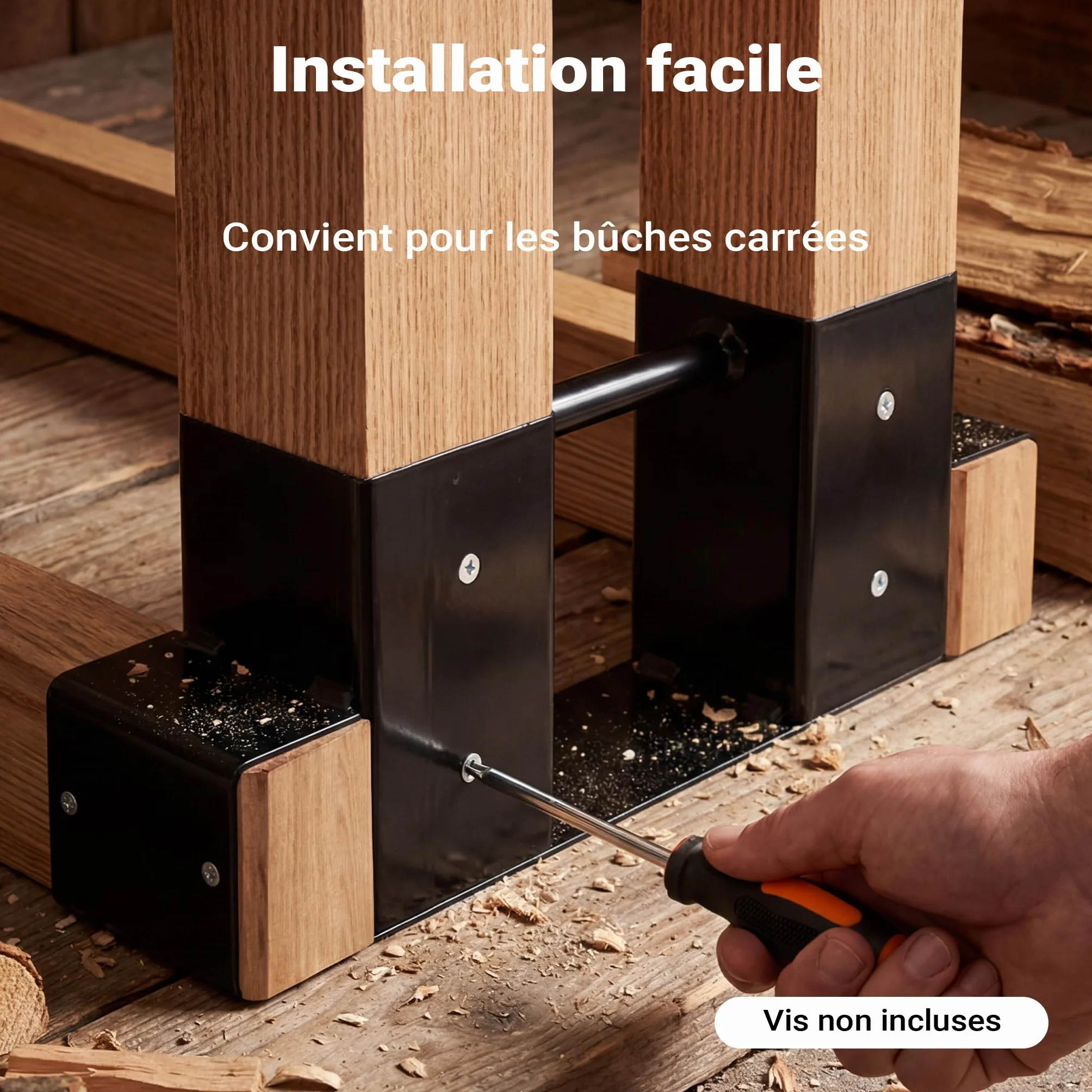 WilTec Lot de 2 Supports serre-bûches 335 x 85 x 130 mm Revêtement par poudre