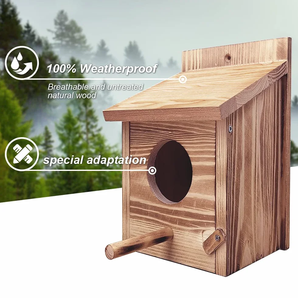 Nichoir Oiseaux Exterieur Original en Bois, Nid Canari Sauvages, Mésange Bleue Charbonnière Suspendre Jardin