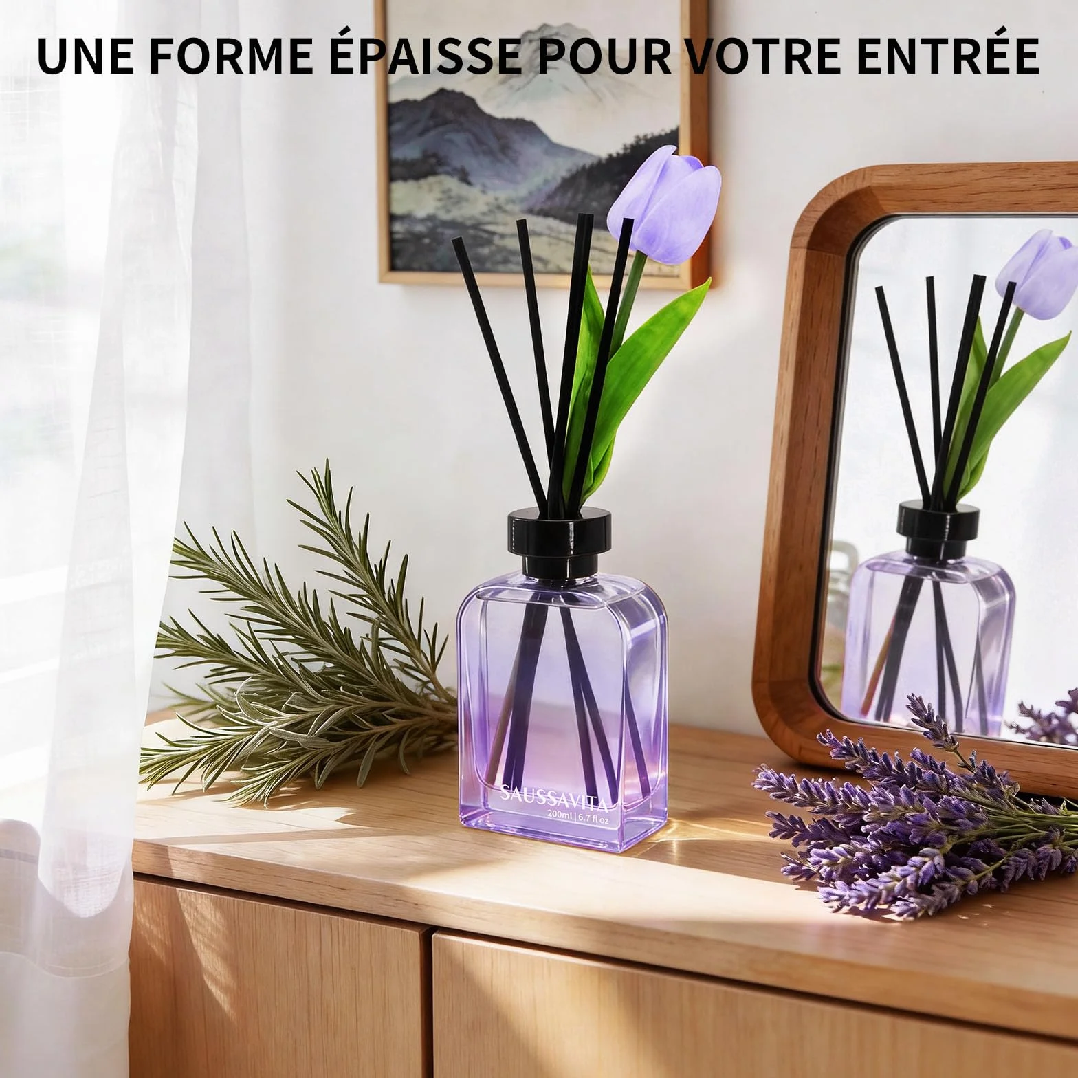 Diffuseur de Parfum Lavande 200ml avec Bâtonnets pour Maison