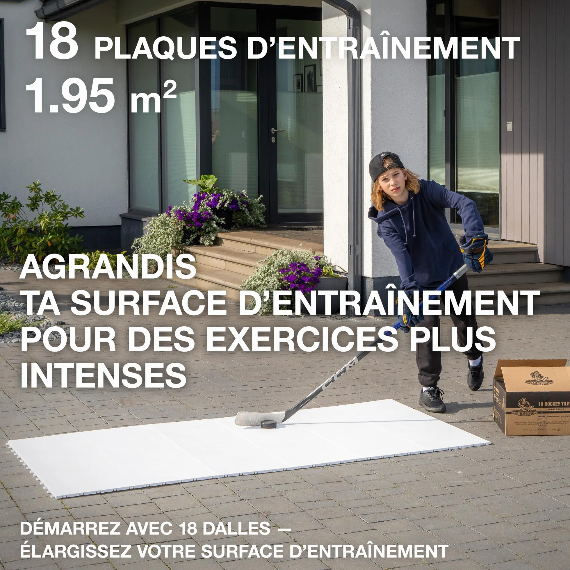 Hockey Revolution Dryland Dalles de Sol – Surface d'entraînement imbriquée Lisse pour Tirer, Passer – Intérieur et Extérieur
