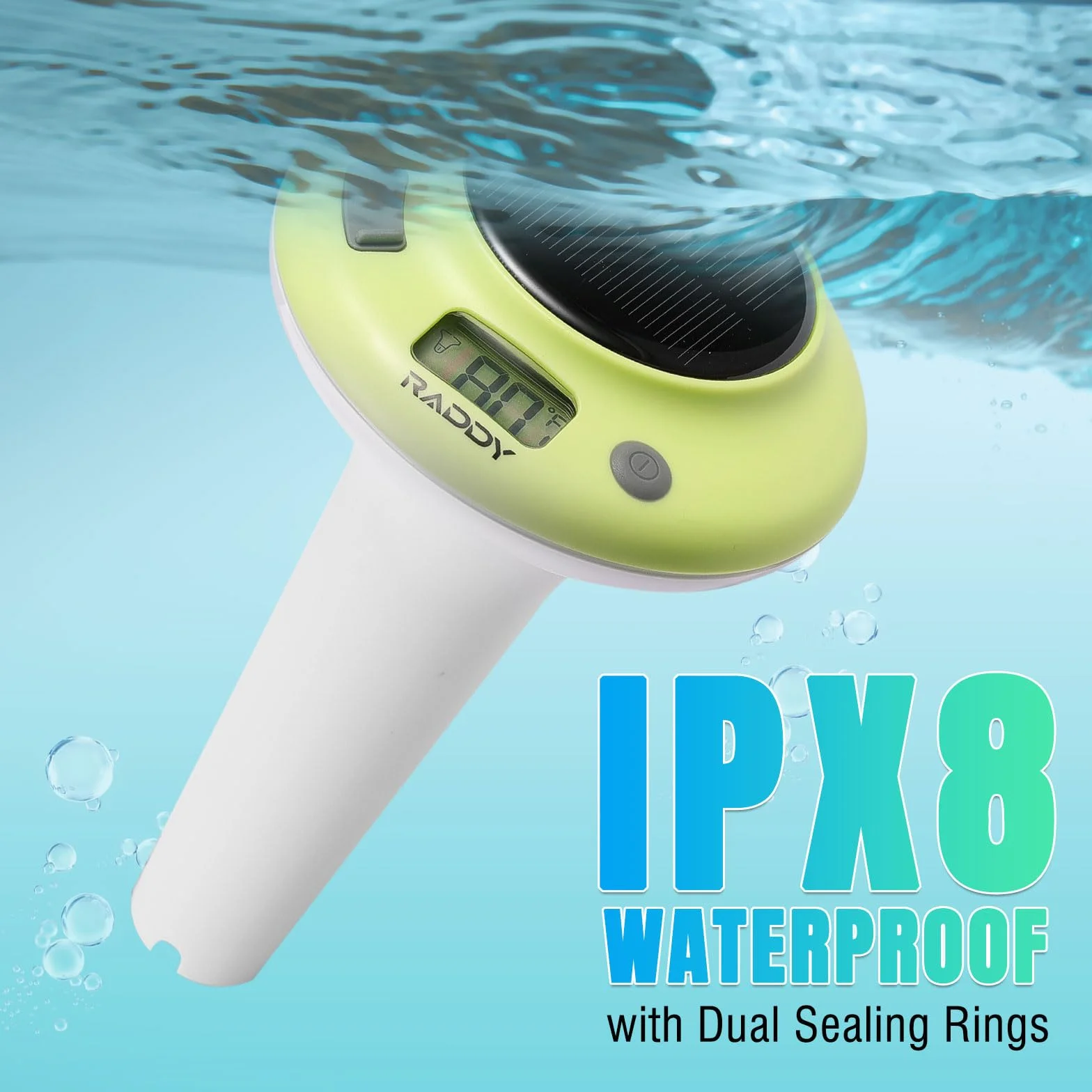 Raddy PT-5 Thermomètre piscine solaire flottant IPX8 affichage numérique