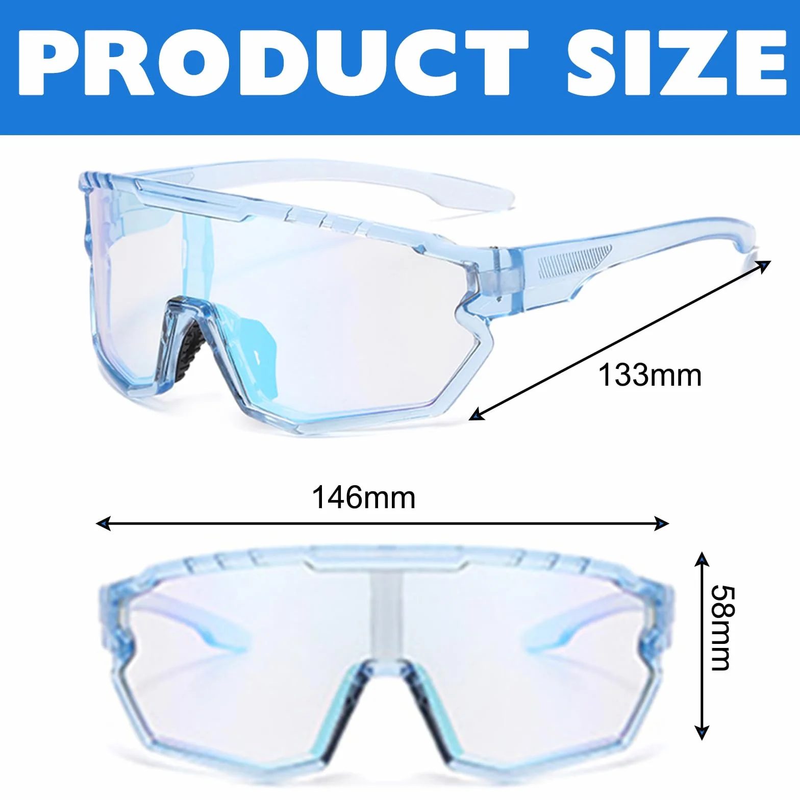 Lunette de Cyclisme Photochromique Homme Femme Lunette Vélo VTT Anti-UV400 Lunettes Photochromiques lunettes Running