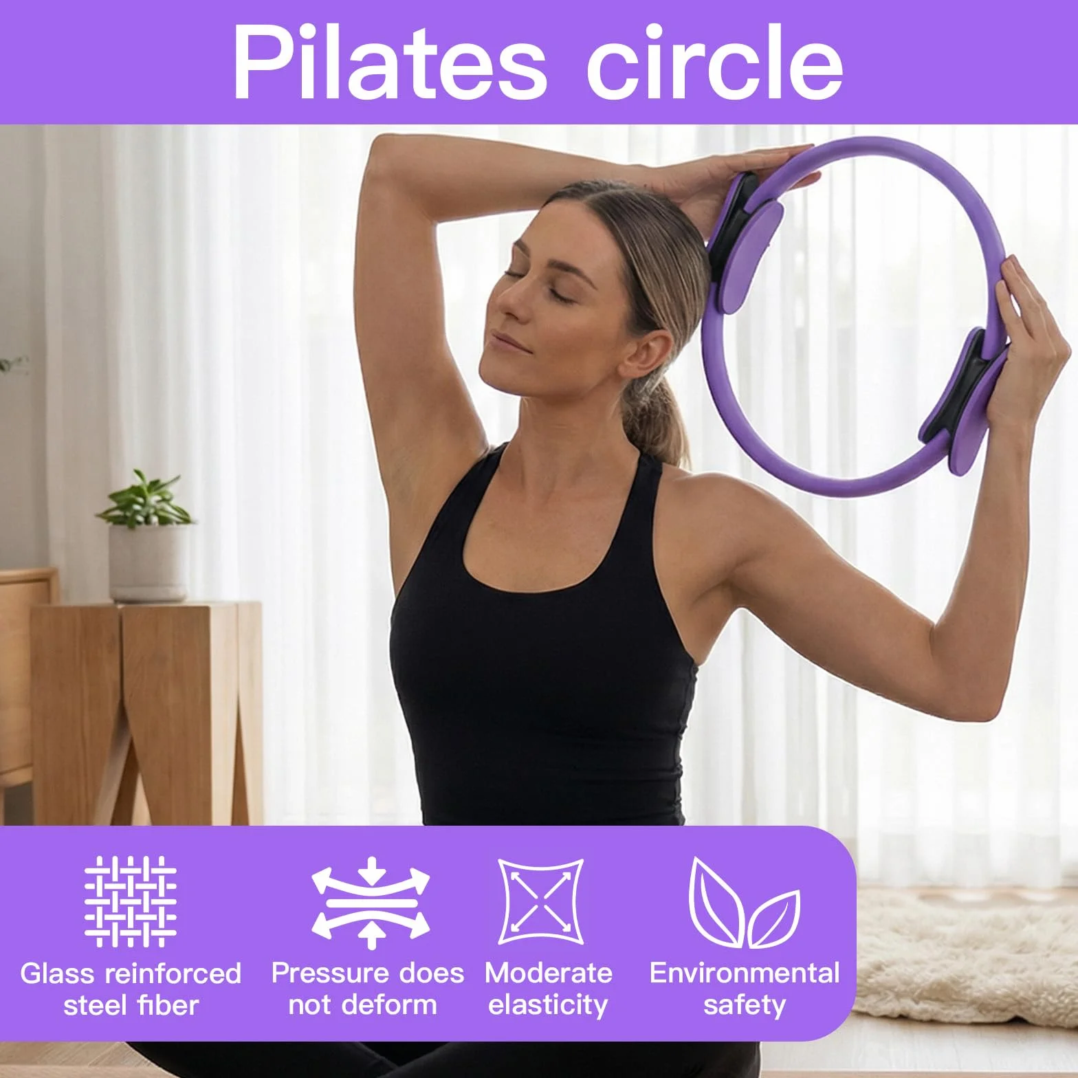 7 Pièces Kit Pilates Maison Accessoire Pilates Femme Kit: Yoga Ball, Resistance Bands, Pilate Ring, Yoga Band, Pompe à air pour l'Entraînement à Domicile et en Studio