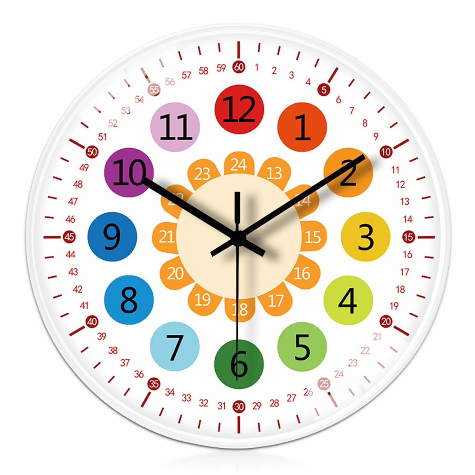 Horloge murale pour enfants sans tic-tac 20 cm apprentissage filles garçons chambre