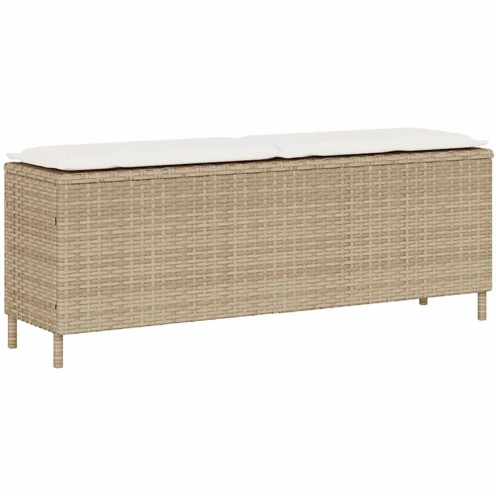 Banc de Jardin en Résine Tressée 110 cm Beige avec Coussin