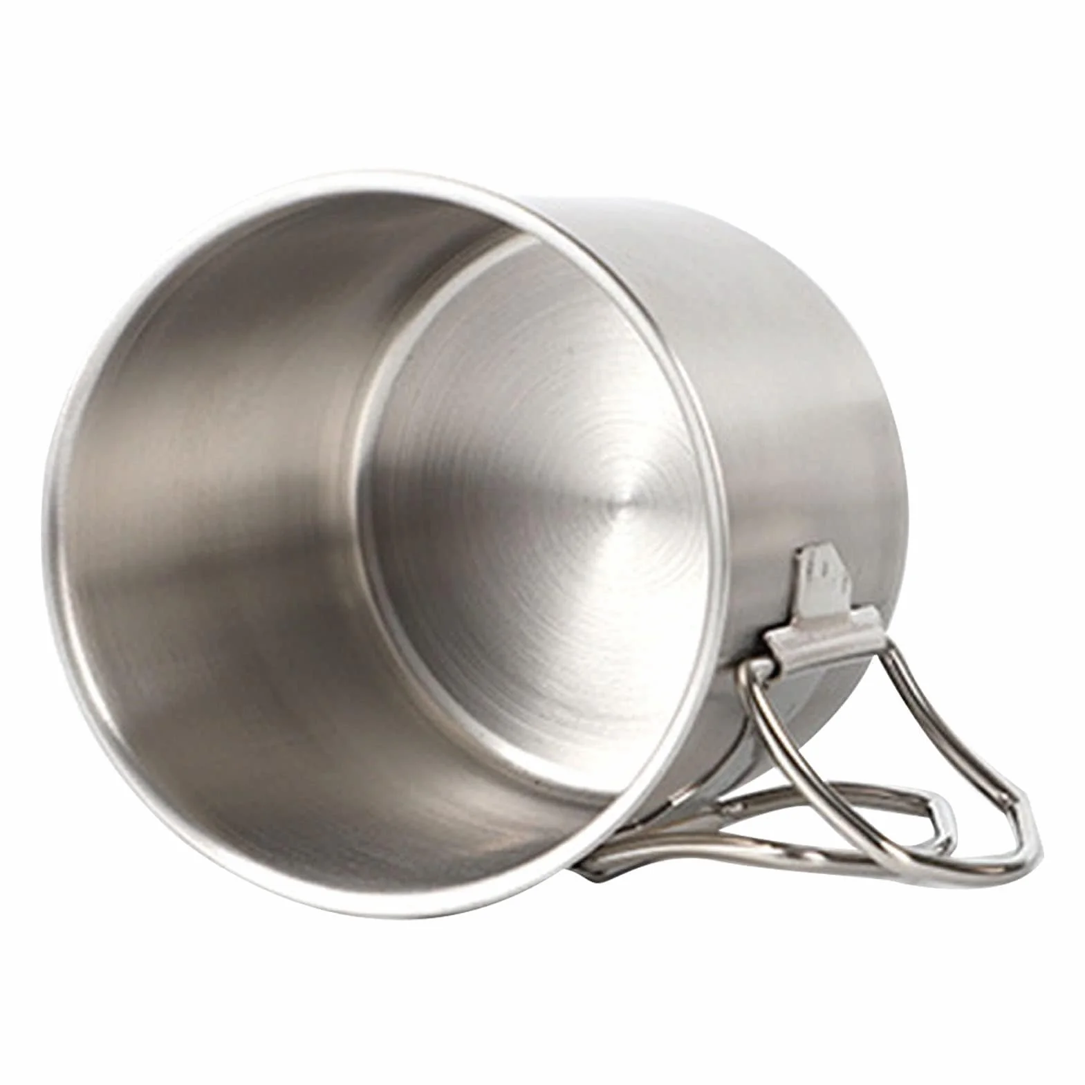 HERCHR 350ml Tasse de camping, tasse à eau en acier inoxydable avec poignées pliables et couvercle portable et résistante à la chaleur tasse à café isotherme pour le camping en plein air