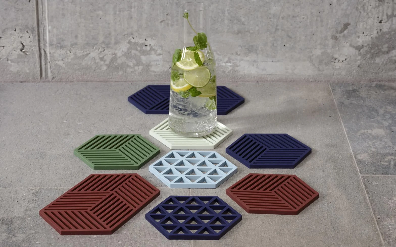 Zone Denmark Hexagon Dessous-de-Plat 24 x 14 x 0,9 cm Bourgogne