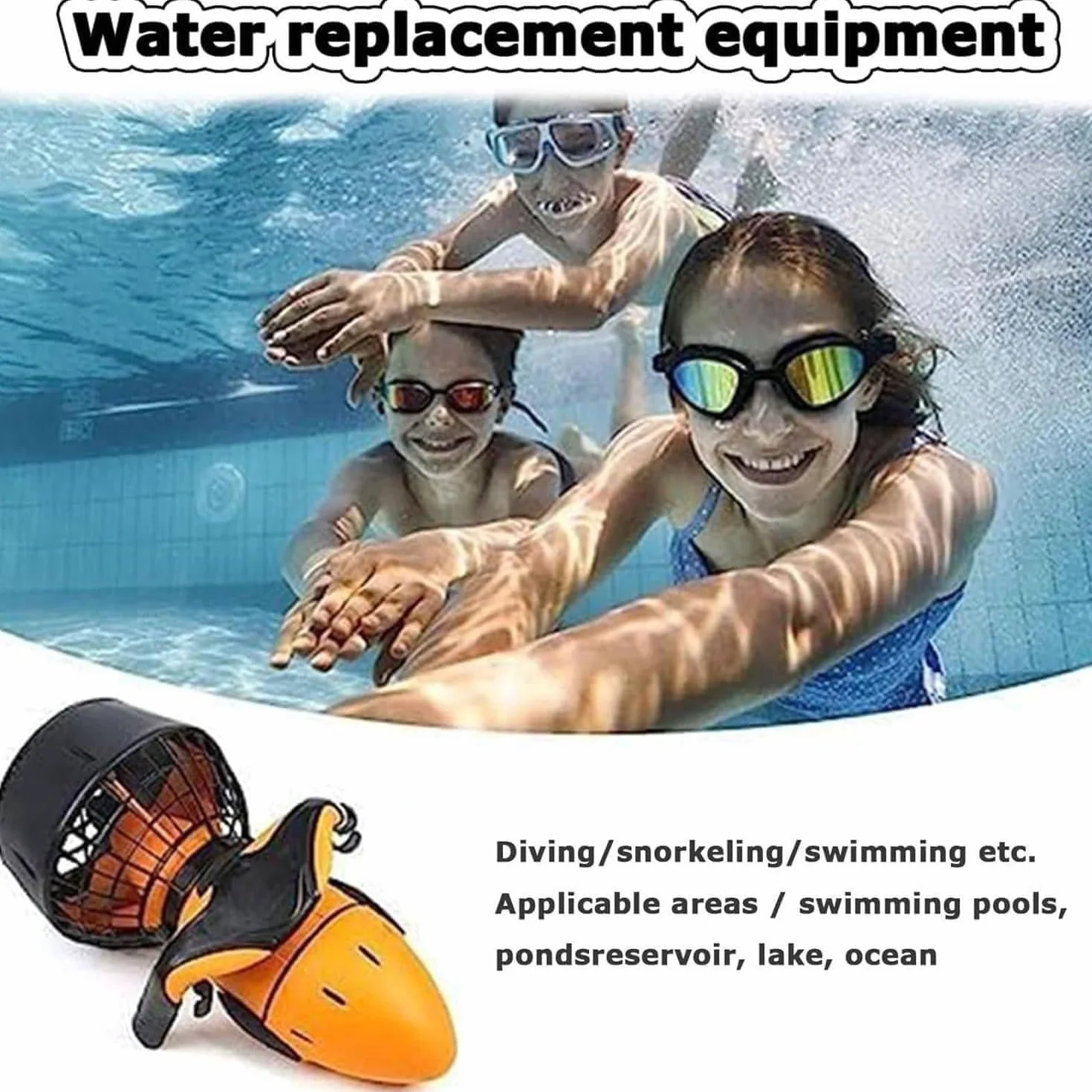 Scooter aquatique pour adultes et enfants,propulseur de natation et de plongée,scooter sous-marin, ensemble de propulseurs sous-marins, scooter de mer de plongée avec tuba,Orange